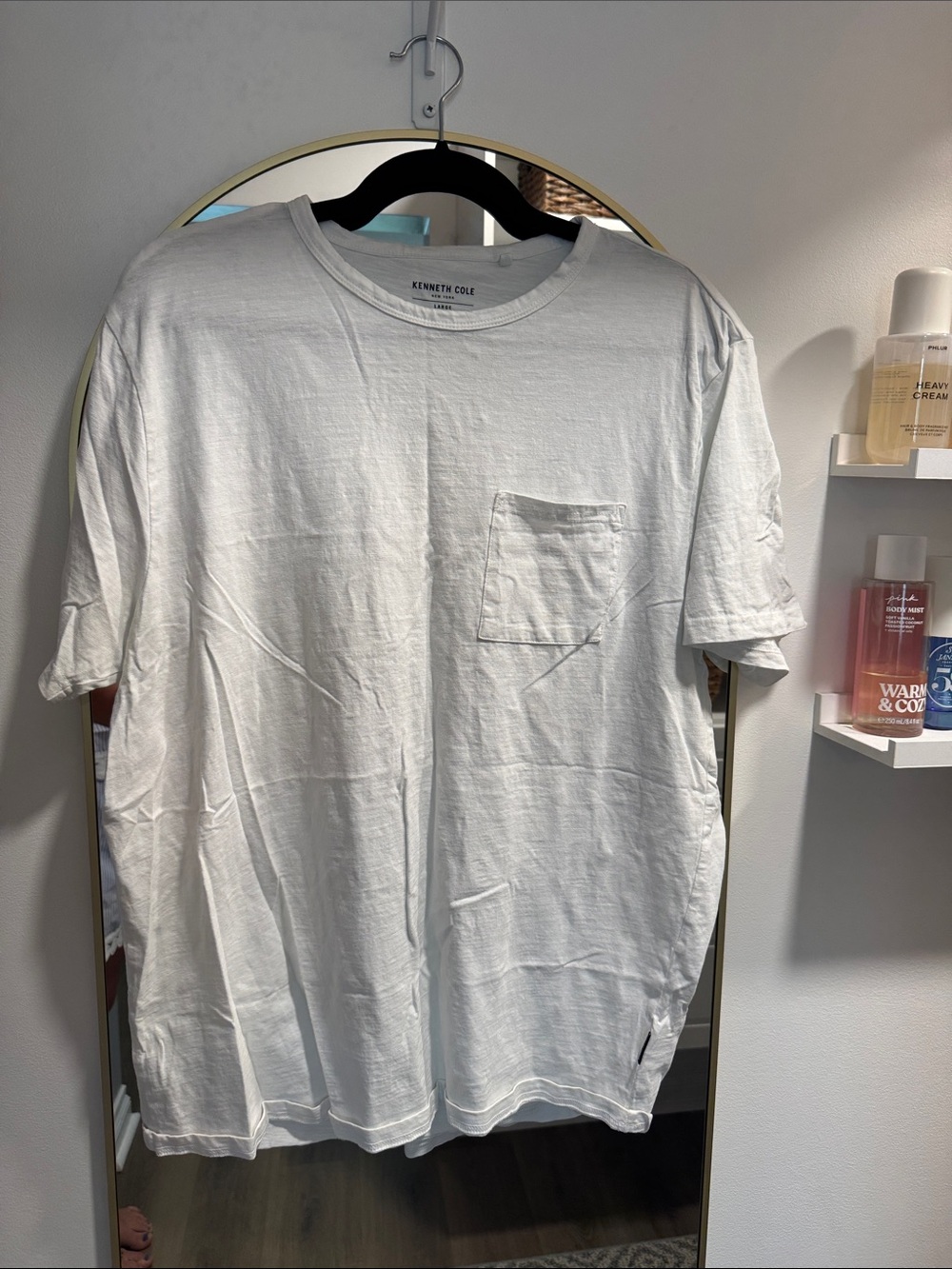 NWOT Kenneth Cole White Short-Sleeve Pocket Crew T-Shirt Size Large